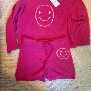 Vibrant Pink Smiley Face Sweater set
